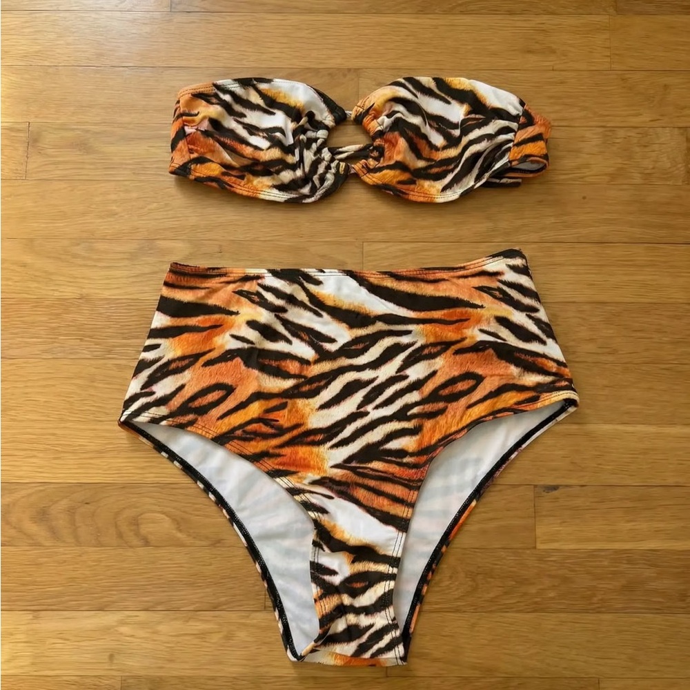 Leopard Two Piece High Waisted Swim Suit